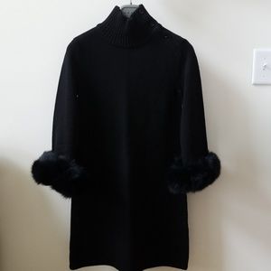 Alice + Olivia dress with detachable fox fur cuffs